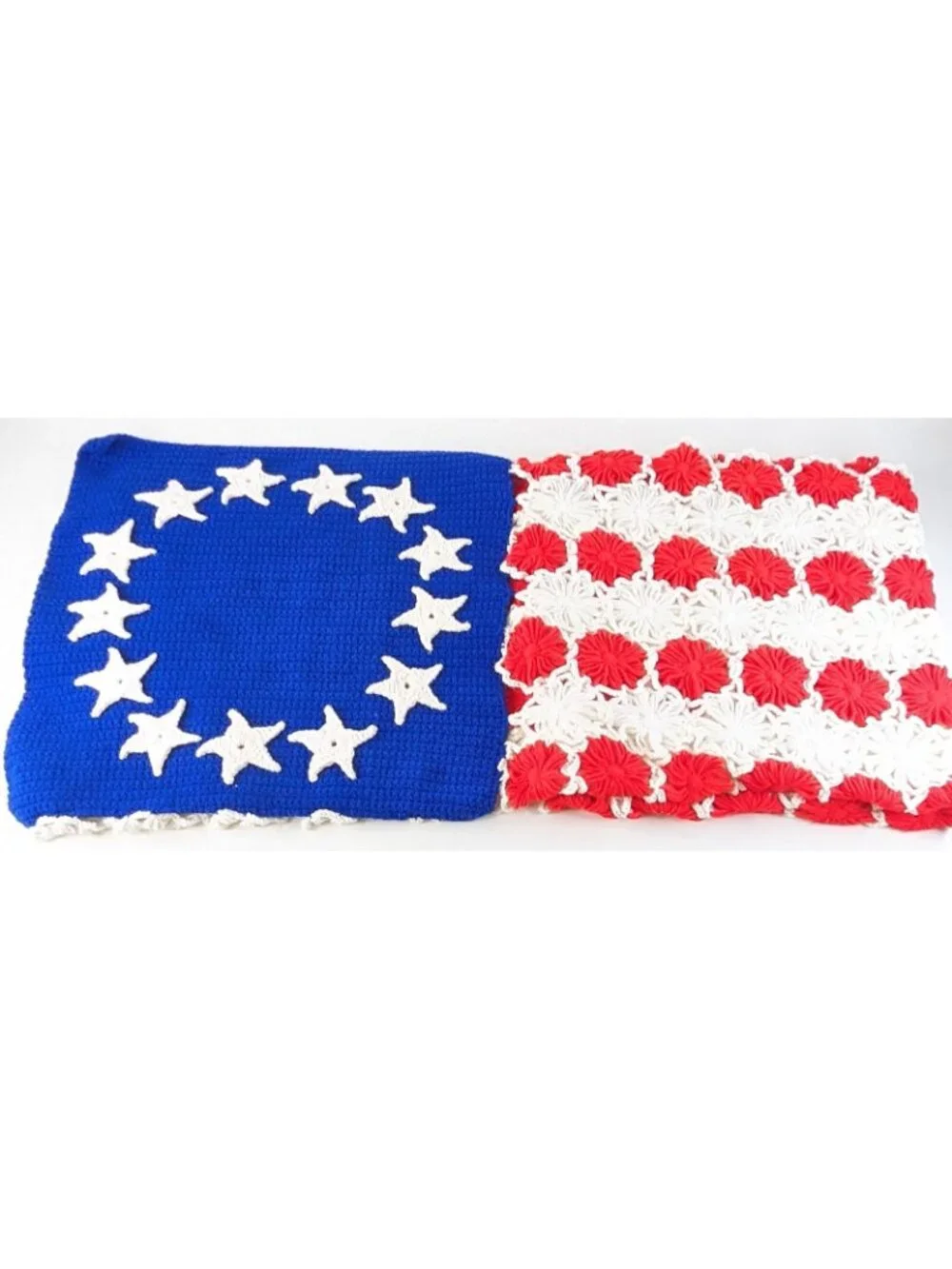 American Flag Afghan Vintage Patriotic Handmade Crochet 36 x 56 